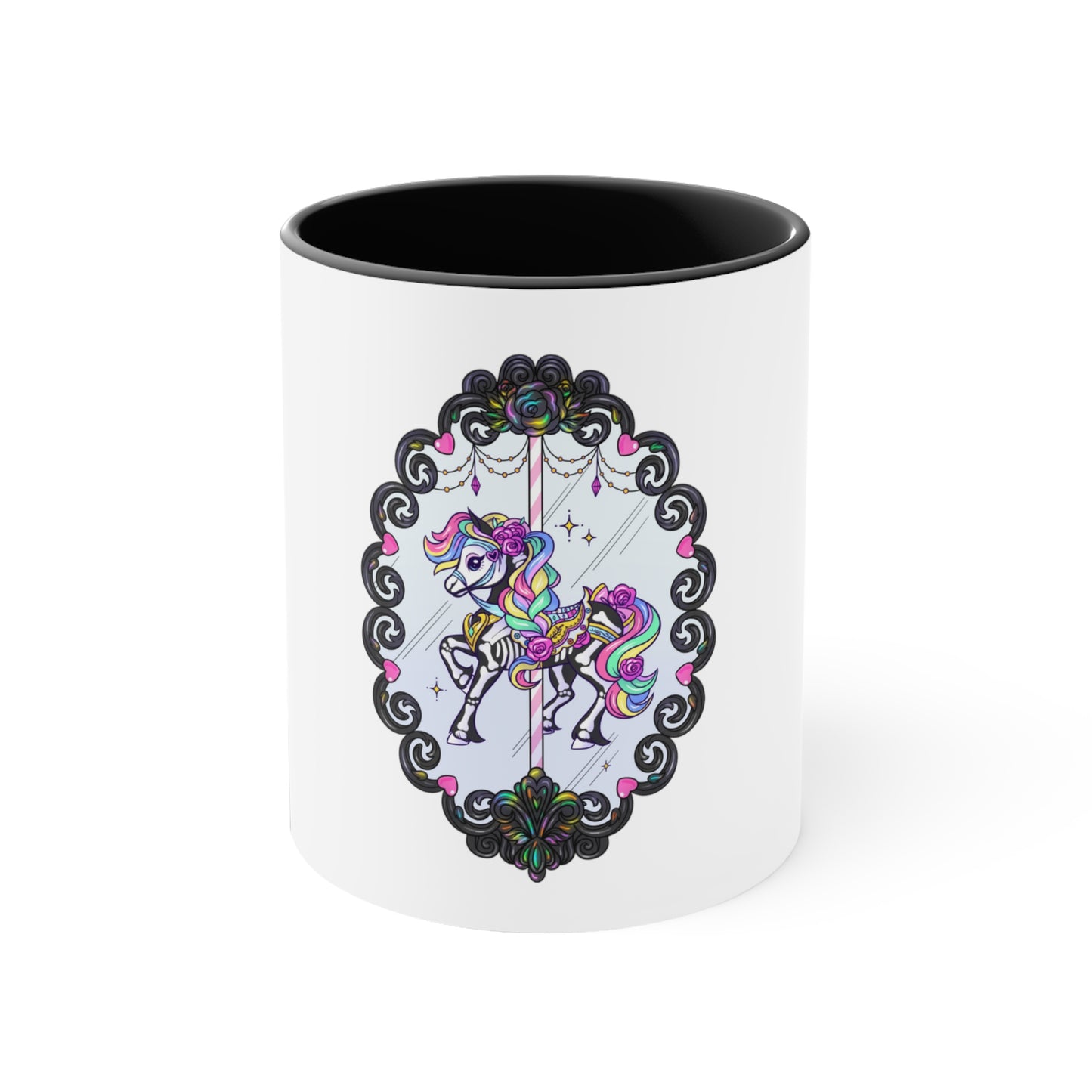 Carousel Horse Haunted Vintage Frame Accent Handle 11oz Mug 💖🎠