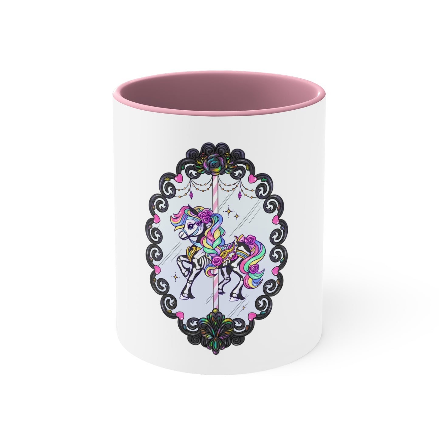 Carousel Horse Haunted Vintage Frame Accent Handle 11oz Mug 💖🎠