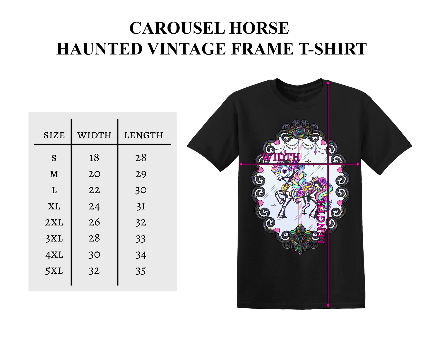 Carousel Haunted Vintage Frame Unisex Short Sleeve T-shirt🎠🌃🏰