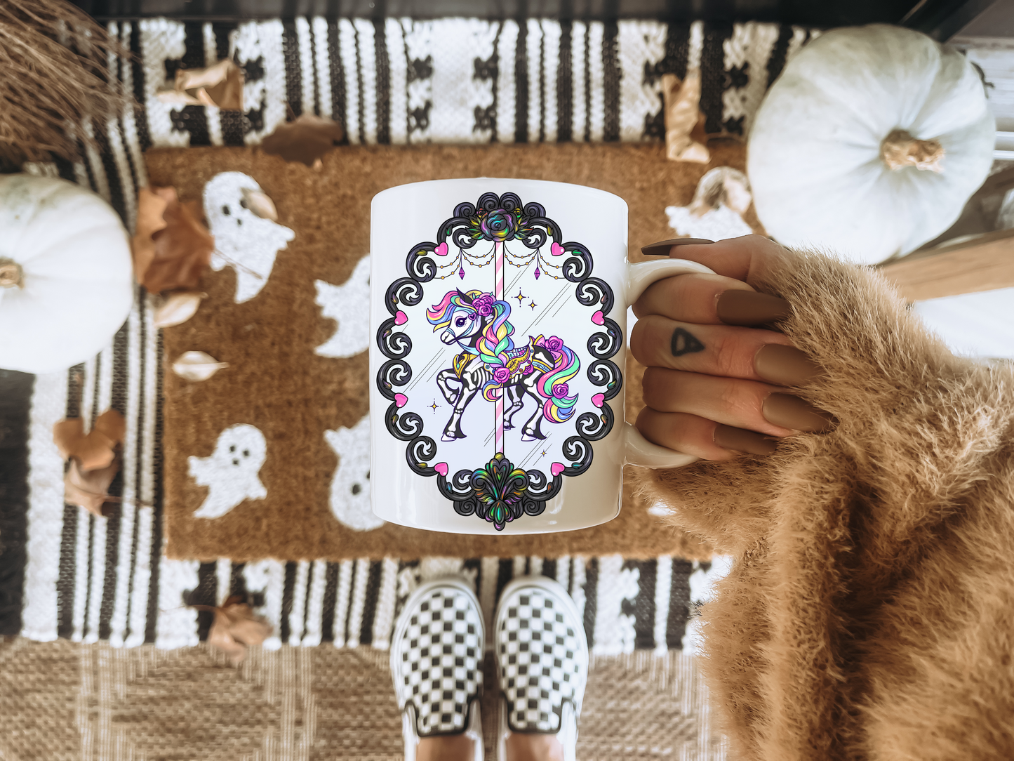 Carousel Horse Haunted Vintage Frame 11oz White Mug 🎠☠️