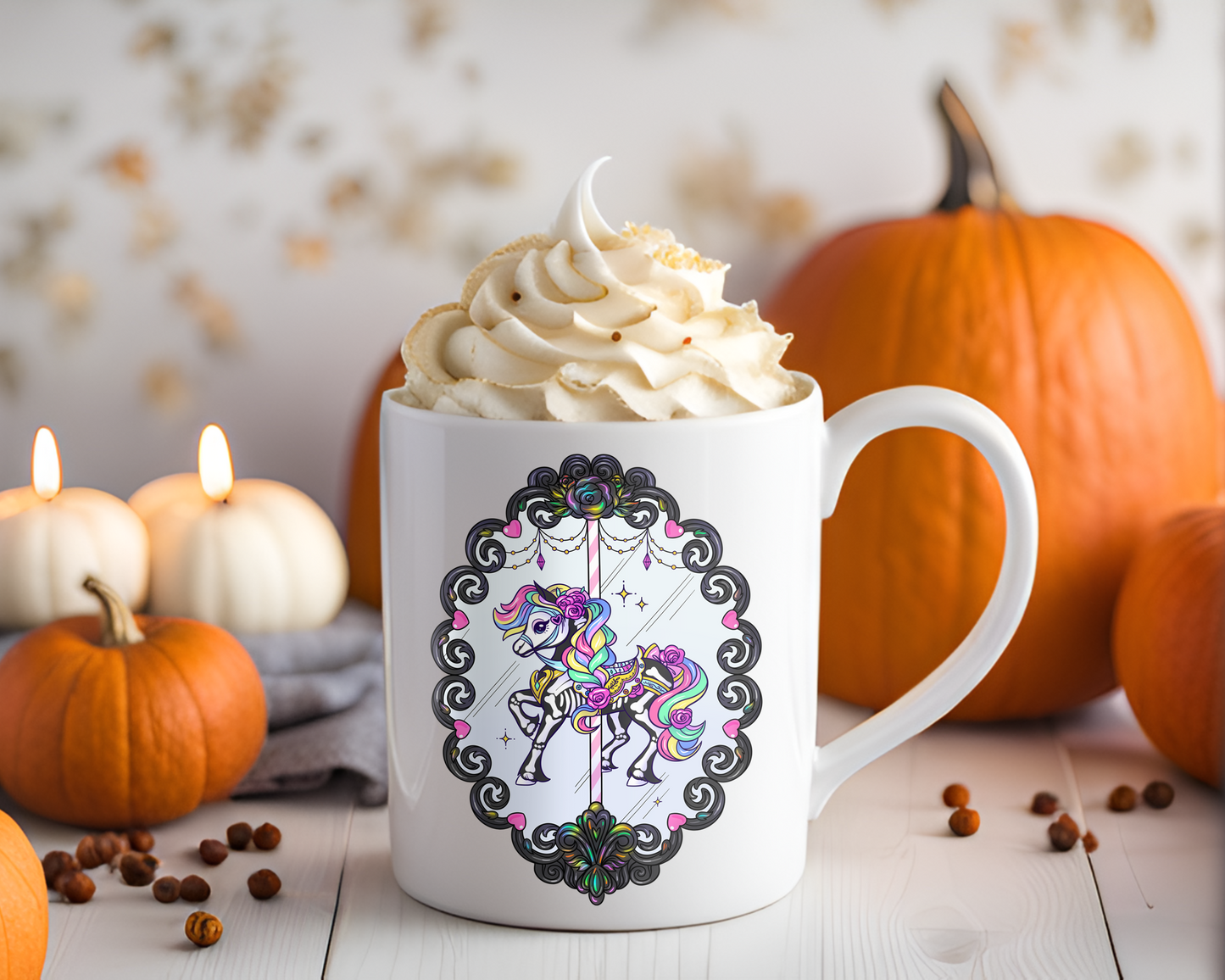 Carousel Horse Haunted Vintage Frame 11oz White Mug 🎠☠️