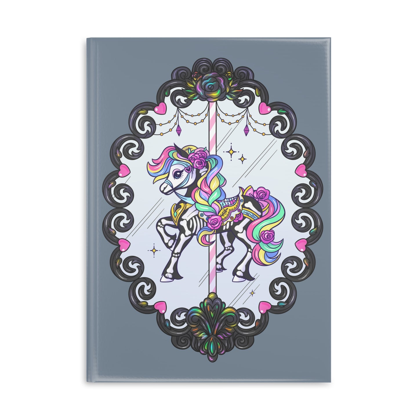 Haunted Carousel Horse Vintage Frame Halloween A4 Notebook 🎪🎠🎡