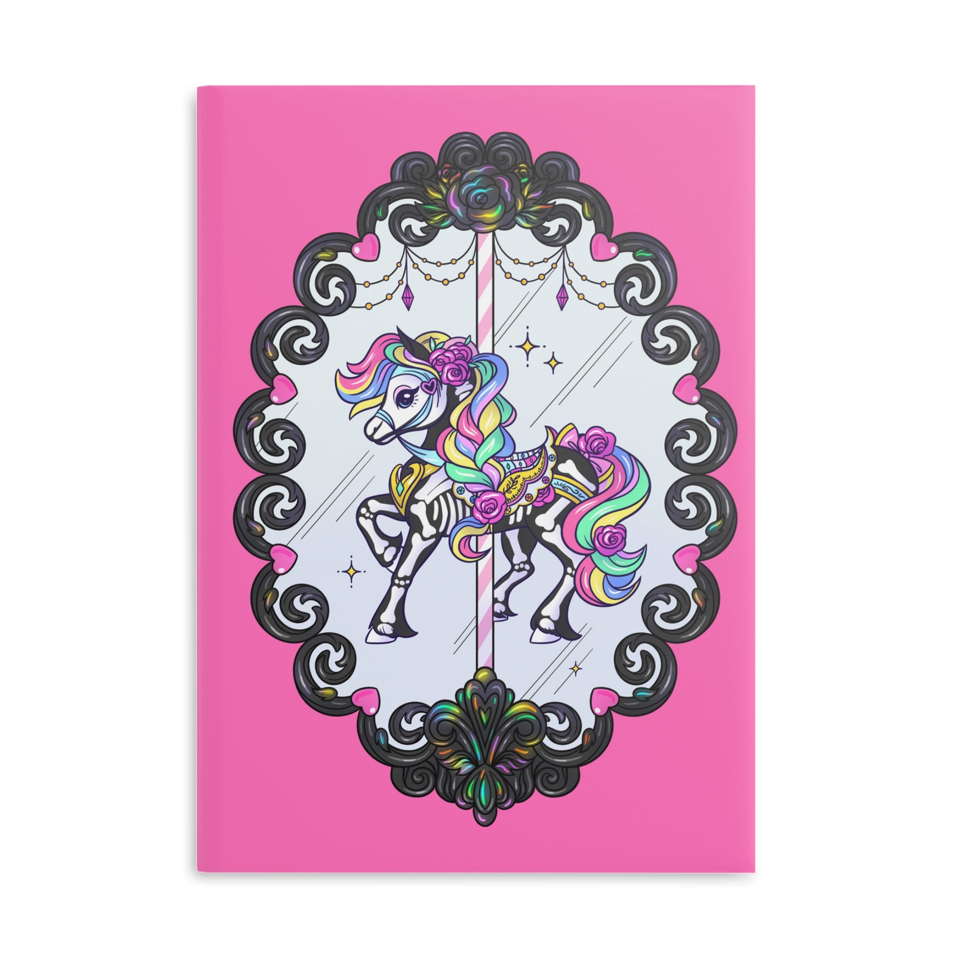 Pink A4 Carousel Horse Matte Cover Notebook 