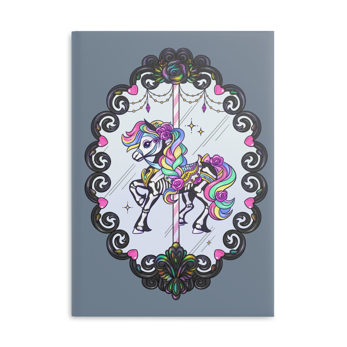 Haunted Carousel Horse Vintage Frame Halloween A4 Notebook 🎪🎠🎡