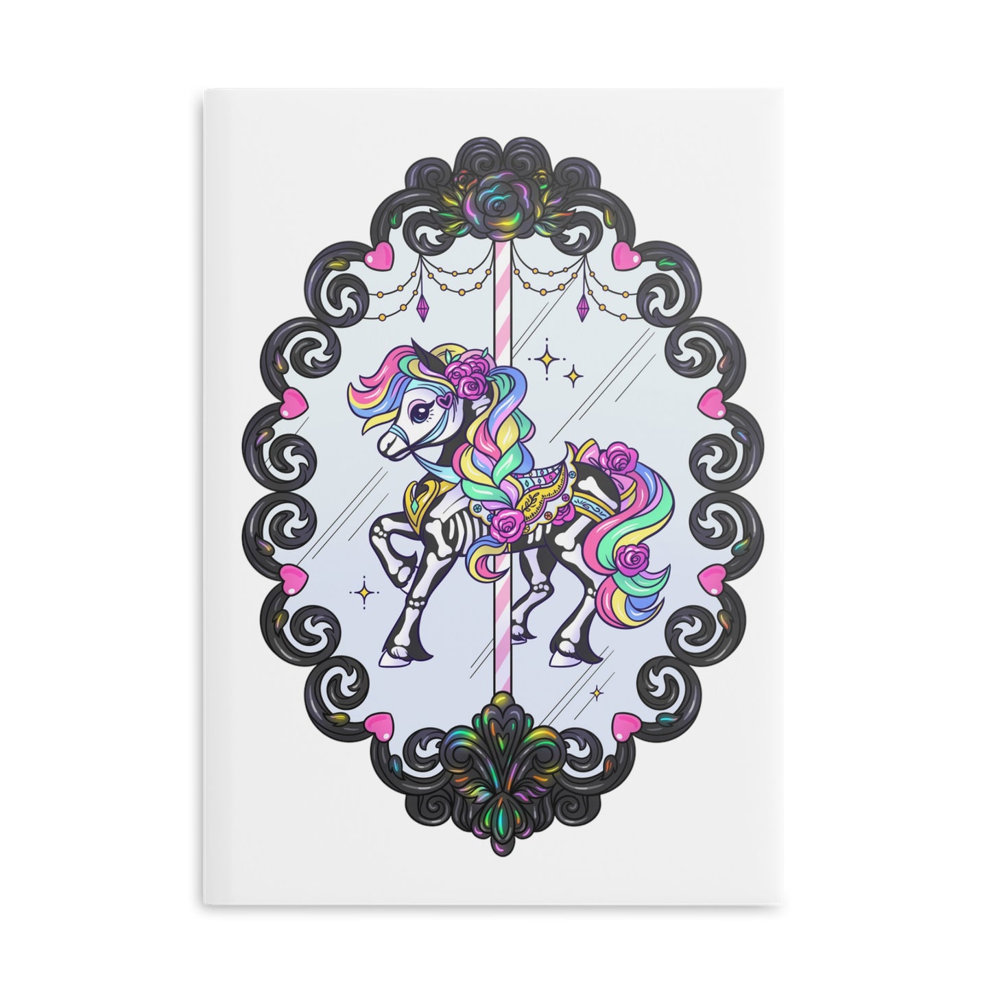 Haunted Carousel Horse Vintage Frame Halloween A4 Notebook 🎪🎠🎡