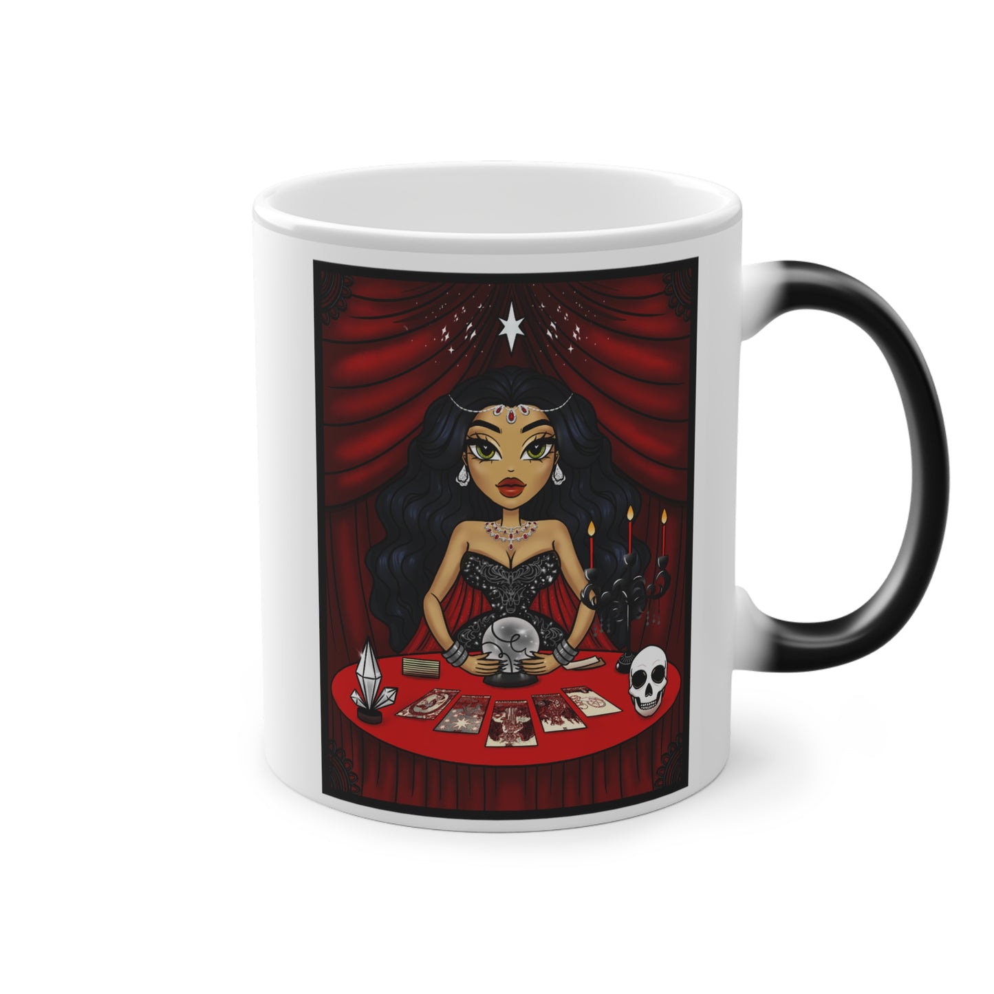 Tarot Reader Bruja Black & White 11oz Heat Change Mug Matte Finish 🔮