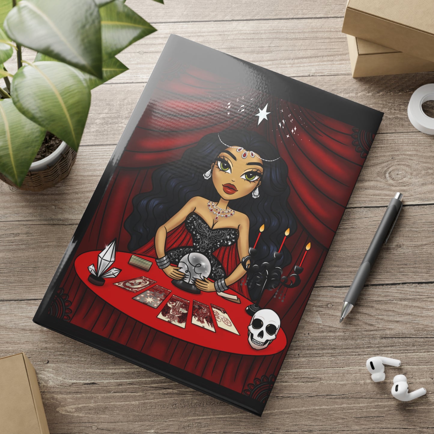 Tarot Reader Fortune Teller Bruja Black A4 Notebook Hardcover 🔮