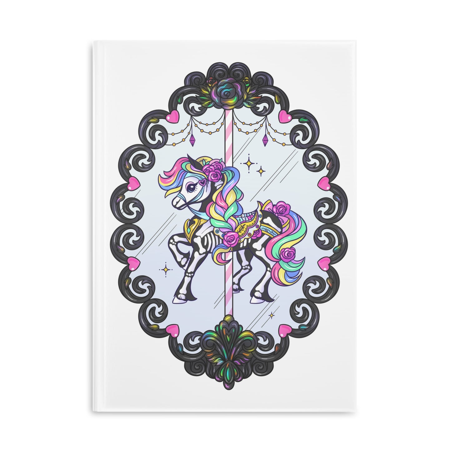 Haunted Carousel Horse Vintage Frame Halloween A4 Notebook 🎪🎠🎡