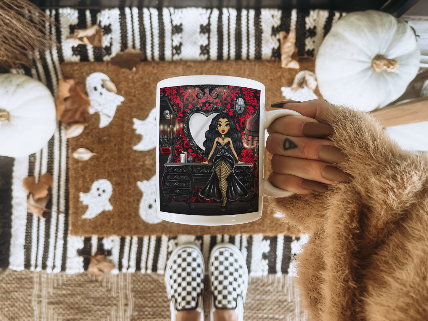 Vanity Doll Vampire Gothic Doll 11oz White Mug 🍷🦇