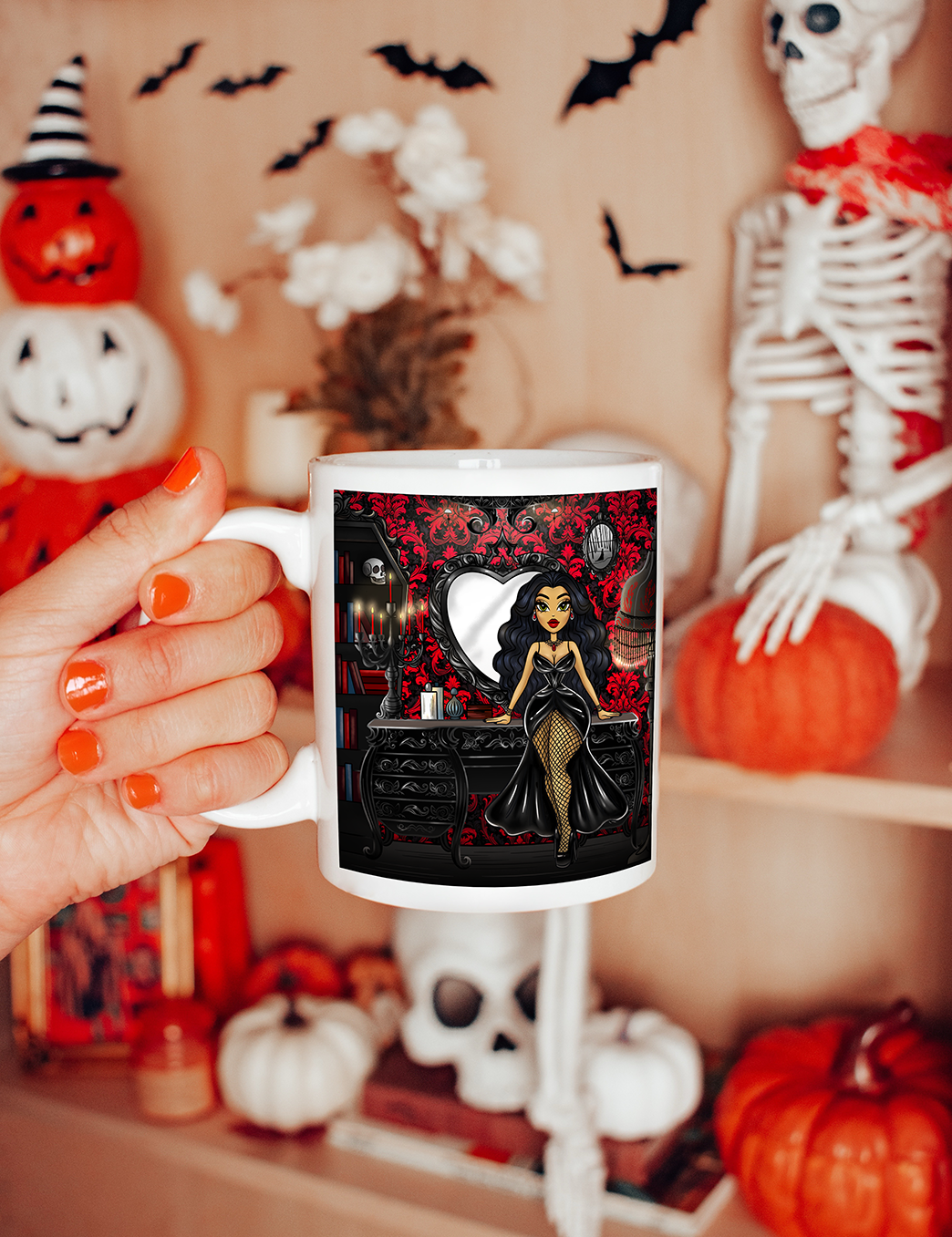 Vanity Doll Vampire Gothic Doll 11oz White Mug 🍷🦇