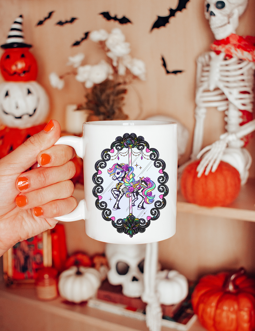 Carousel Horse Haunted Vintage Frame 11oz White Mug 🎠☠️